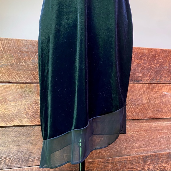 Vintage 90’s Rocket Candy Asymmetrical Velvet Witchy Gothic Dress w/ Mesh Trim - Picture 9 of 10